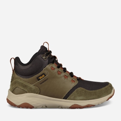 Teva Arrowood Venture Mid WP - Men's Teva Boots - Dark Olive | India (OSKM27364)